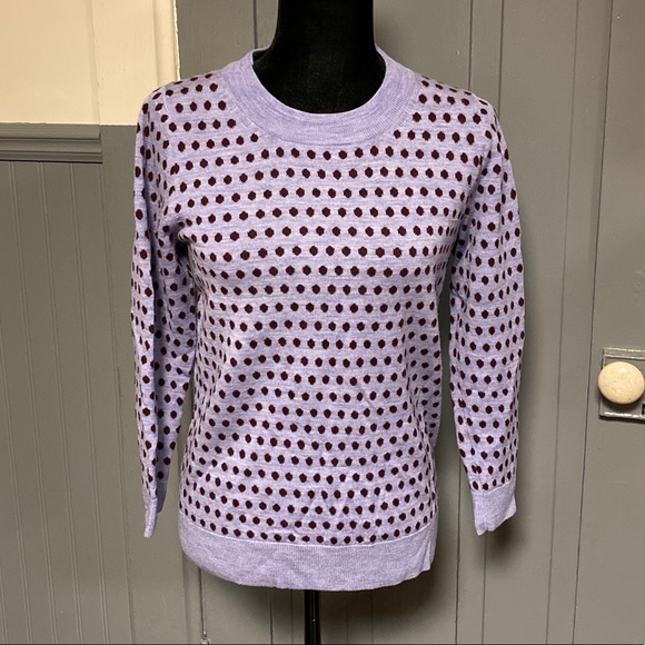 J. Crew Sweaters - J. Crew Purple Polka Dot Merino Wool Sweater